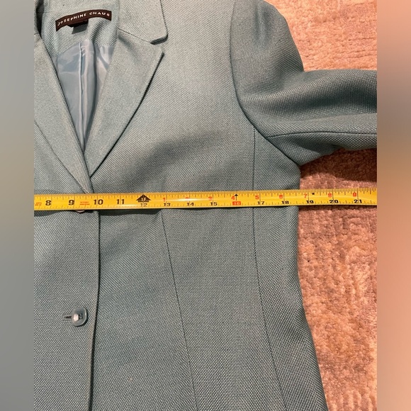Josephine Chaus Silk Two Piece Suit Blazer Size 8. Skirt Size 10 Aqua Blue/Teal - Picture 9 of 14